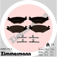 20889.175.2 ZIMMERMANN Комплект гальмівних колодок дисковий гальм