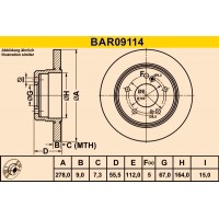 BAR09114 BARUM Гальмівний диск