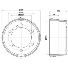 8DT 355 301-661 HELLA PAGID Гальмівний барабан