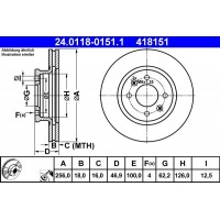 24.0118-0151.1 ATE Гальмівний диск