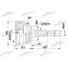 PCV1051 PATRON Шарнирный комплект, Привідний вал