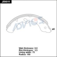 J8N011 ADVICS Комплект гальмівних колодок