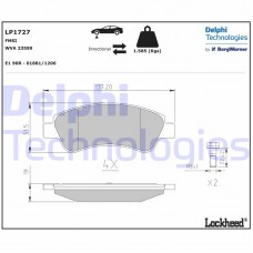 LP1727 DELPHI Комплект гальмівних колодок дисковий гальм
