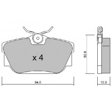 BPPE-1017 AISIN Комплект гальмівних колодок дисковий гальм