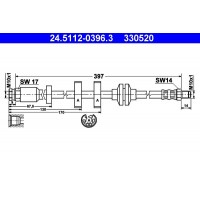 24.5112-0396.3 ATE Гальмівний шланг