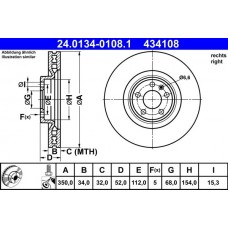 24.0134-0108.1 ATE Гальмівний диск