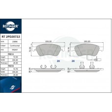 RT 2PD20722 ROTINGER Комплект гальмівних колодок дисковий гальм