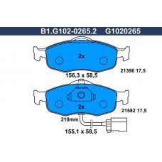 B1.G102-0265.2 GALFER Комплект гальмівних колодок дисковий гальм