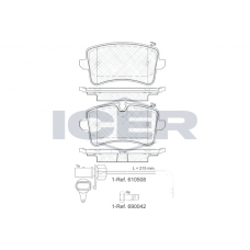 181986-203 ICER Комплект гальмівних колодок дисковий гальм