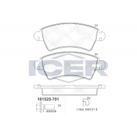 181525-701 ICER Комплект гальмівних колодок дисковий гальм