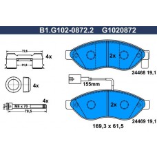 B1.G102-0872.2 GALFER Комплект гальмівних колодок дисковий гальм