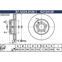 B1.G224-0128.1 GALFER Гальмівний диск