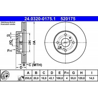 24.0320-0175.1 ATE Гальмівний диск
