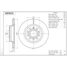X6F843S AISIN Гальмівний диск