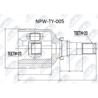 NPW-TY-005 NTY Шарнирный комплект, Привідний вал