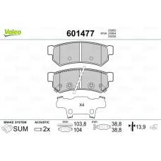 601477 VALEO КомплеК т гальмівних колодок, дискове гальмо