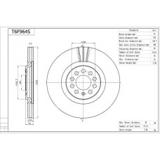 T6F964S AISIN Гальмівний диск