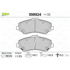 598924 VALEO Комплект гальмівних колодок дисковий гальм