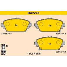 BA2278 BARUM Комплект гальмівних колодок дисковий гальм