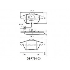 DBP784-03 DANAHER Комплект гальмівних колодок дисковий гальм