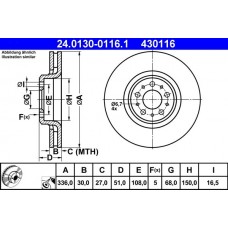 24.0130-0116.1 ATE Гальмівний диск