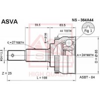 NS-364A44 ASVA Шарнирный комплект, Привідний вал