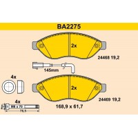 BA2275 BARUM Комплект гальмівних колодок дисковий гальм