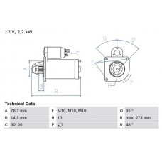 0 986 015 090 BOSCH Стартер