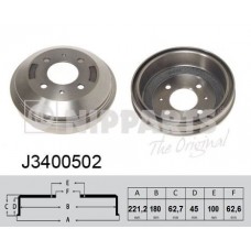J3400502 NIPPARTS Гальмівний барабан