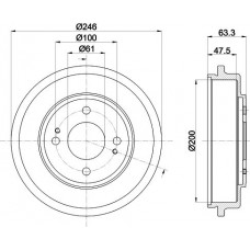 8DT 355 302-401 HELLA PAGID Гальмівний барабан