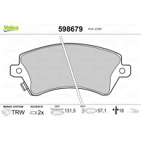 598679 VALEO КомплеК т гальмівних колодок, дискове гальмо