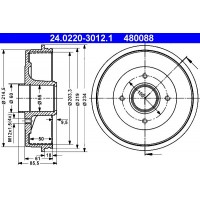 24.0220-3012.1 ATE Гальмівний барабан