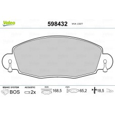 598432 VALEO КомплеК т гальмівних колодок, дискове гальмо