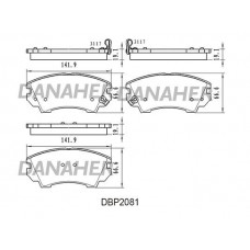 DBP2081 DANAHER Комплект гальмівних колодок дисковий гальм