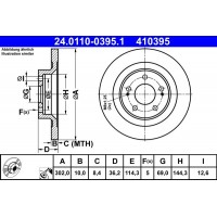 24.0110-0395.1 ATE Гальмівний диск