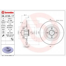 08.A135.17 BREMBO Гальмівний диск