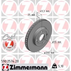 590.2574.20 ZIMMERMANN Гальмівний диск