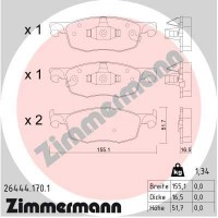 26444.170.1 ZIMMERMANN Комплект гальмівних колодок дисковий гальм