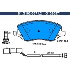 B1.G102-0571.2 GALFER Комплект гальмівних колодок дисковий гальм