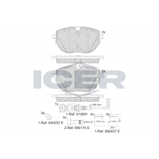 142399 ICER Комплект гальмівних колодок дисковий гальм
