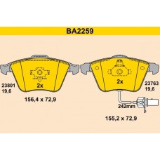 BA2259 BARUM Комплект гальмівних колодок дисковий гальм