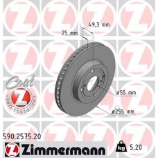 590.2575.20 ZIMMERMANN Гальмівний диск