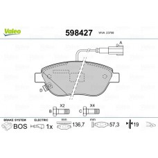598427 VALEO КомплеК т гальмівних колодок, дискове гальмо