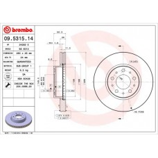 09.5315.14 BREMBO Гальмівний диск