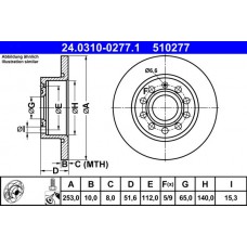 24.0310-0277.1 ATE Гальмівний диск