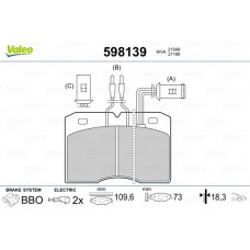 598139 VALEO Комплект гальмівних колодок дисковий гальм