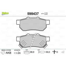 598437 VALEO КомплеК т гальмівних колодок, дискове гальмо