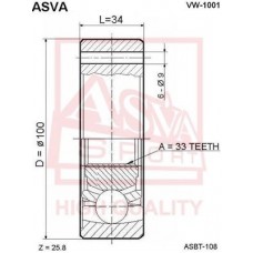 VW-1001 ASVA Шарнирный комплект, Привідний вал