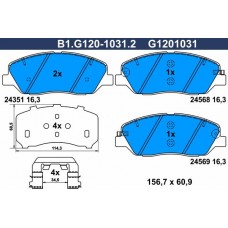 B1.G120-1031.2 GALFER КомплеК т гальмівних колодок, дискове гальмо