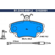 B1.G102-0501.2 GALFER КомплеК т гальмівних колодок, дискове гальмо